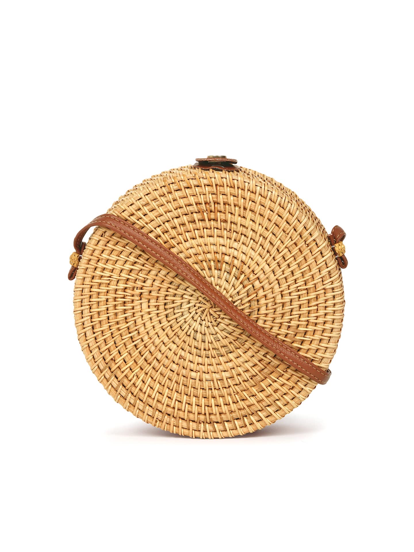 Habere India Handmade Rattan Sling Bag - Bohemian Beach Tote with Mandala Design | Eco-Friendly Woven Bali Bag for Women | Perfect for Travel, Vacation & Festival Use