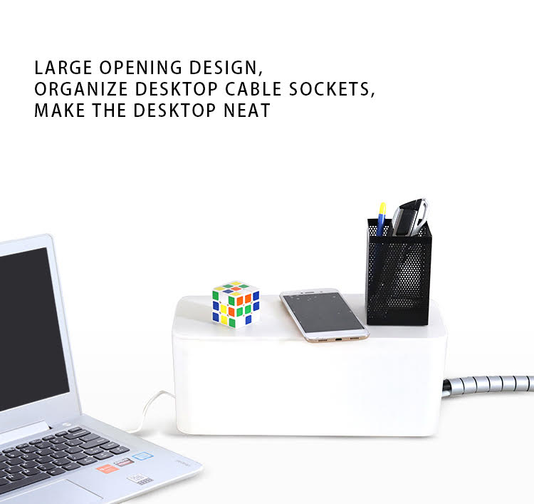 Cable Management Box - Hide Power Strips & Organize Loose Wires for TV, Home Office, Computer Desk & Entertainment Center - Cord Organizer for Neat Workspace & Media Setup