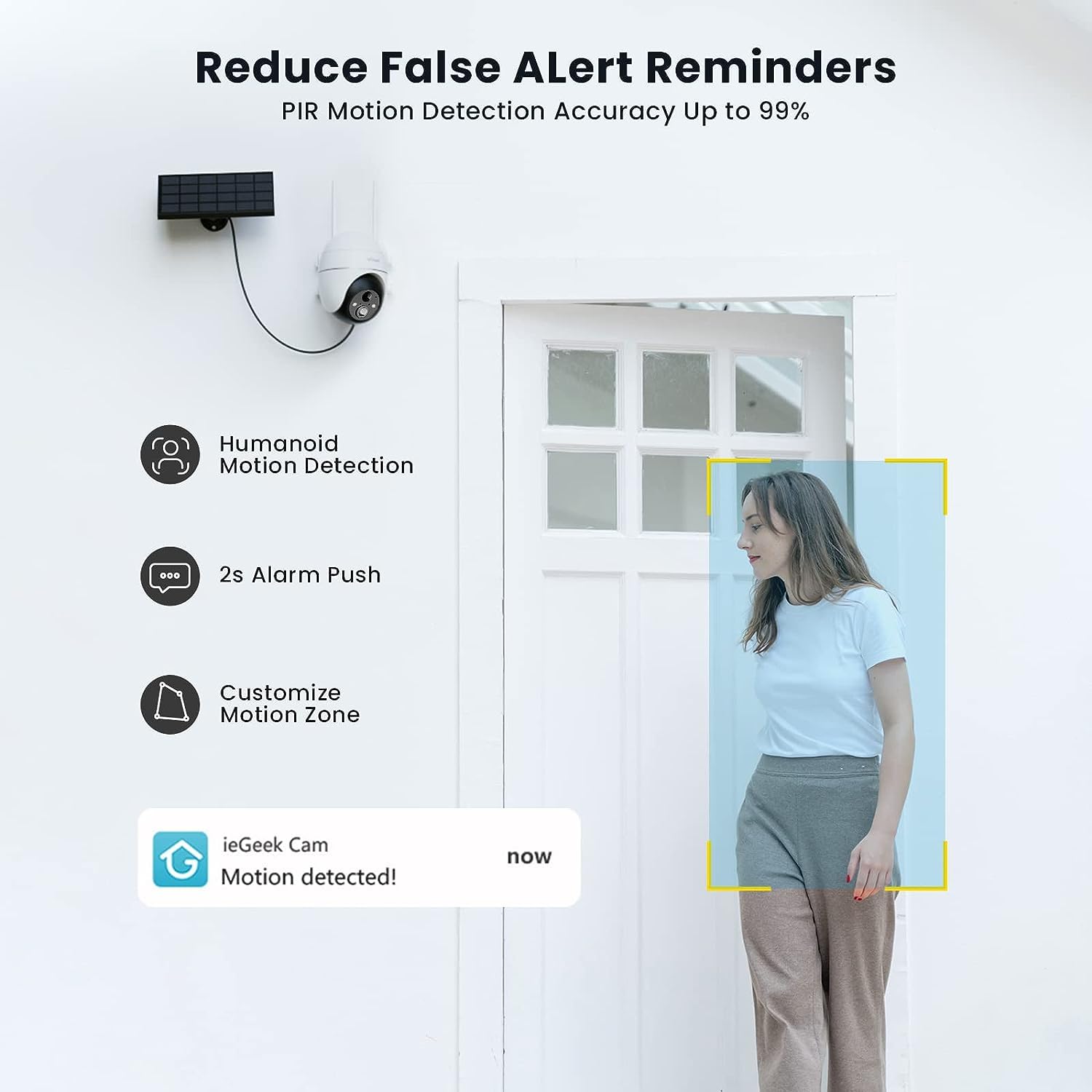 ieGeek 2K Solar Security Camera Wireless Outdoor - 360° PTZ WiFi Battery Home Surveillance System with AI Motion Detection, Smart Siren & 3MP Color Night Vision | Weatherproof for Yard, Garage & Driveway Protection | 2-Way Audio & App Alerts