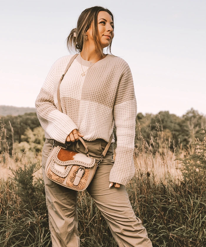 Trinity Ranch Genuine Hair-On Cowhide Crossbody Saddle Purse - Western Style Leather Handbag for Women, Perfect for Rodeo, Country Concerts & Cowgirl Fashion