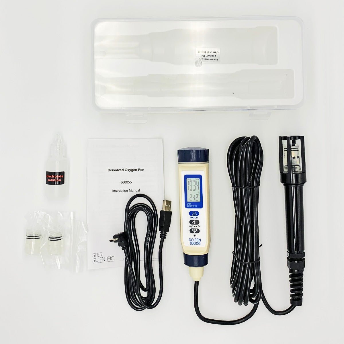 Rechargeable Dissolved Oxygen Meter Pen with 5m Cable - Portable Water Quality Tester for Aquariums, Pools, and Hydroponics