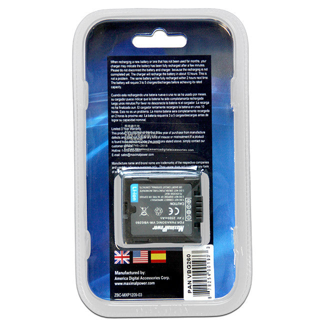 Original Panasonic VW-VBG260 Camcorder Battery - High Capacity Replacement for PANASONIC Camcorders - Perfect for Travel Vlogging, Outdoor Filming & Extended Shooting Sessions