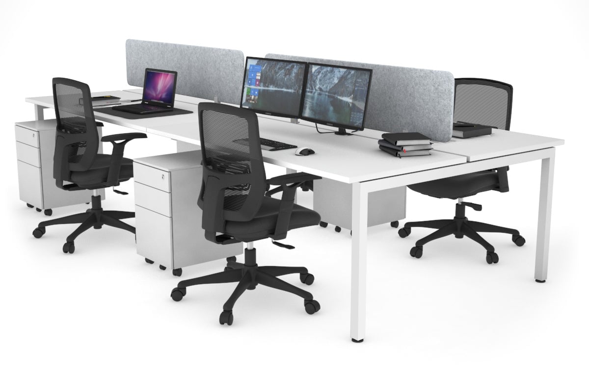 Quadro Square Legs 4-Person Office Workstation Desk - 1800mm x 700mm (71