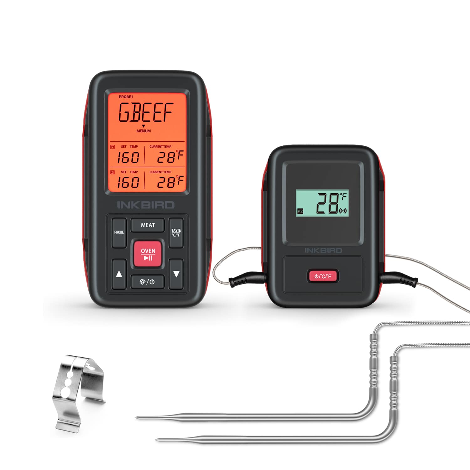 Wireless BBQ Grill Thermometer with Dual Probes - IRF 2SA Digital Meat Thermometer for Smoking, Grilling & Baking - Perfect for Backyard BBQs, Camping & Outdoor Cooking