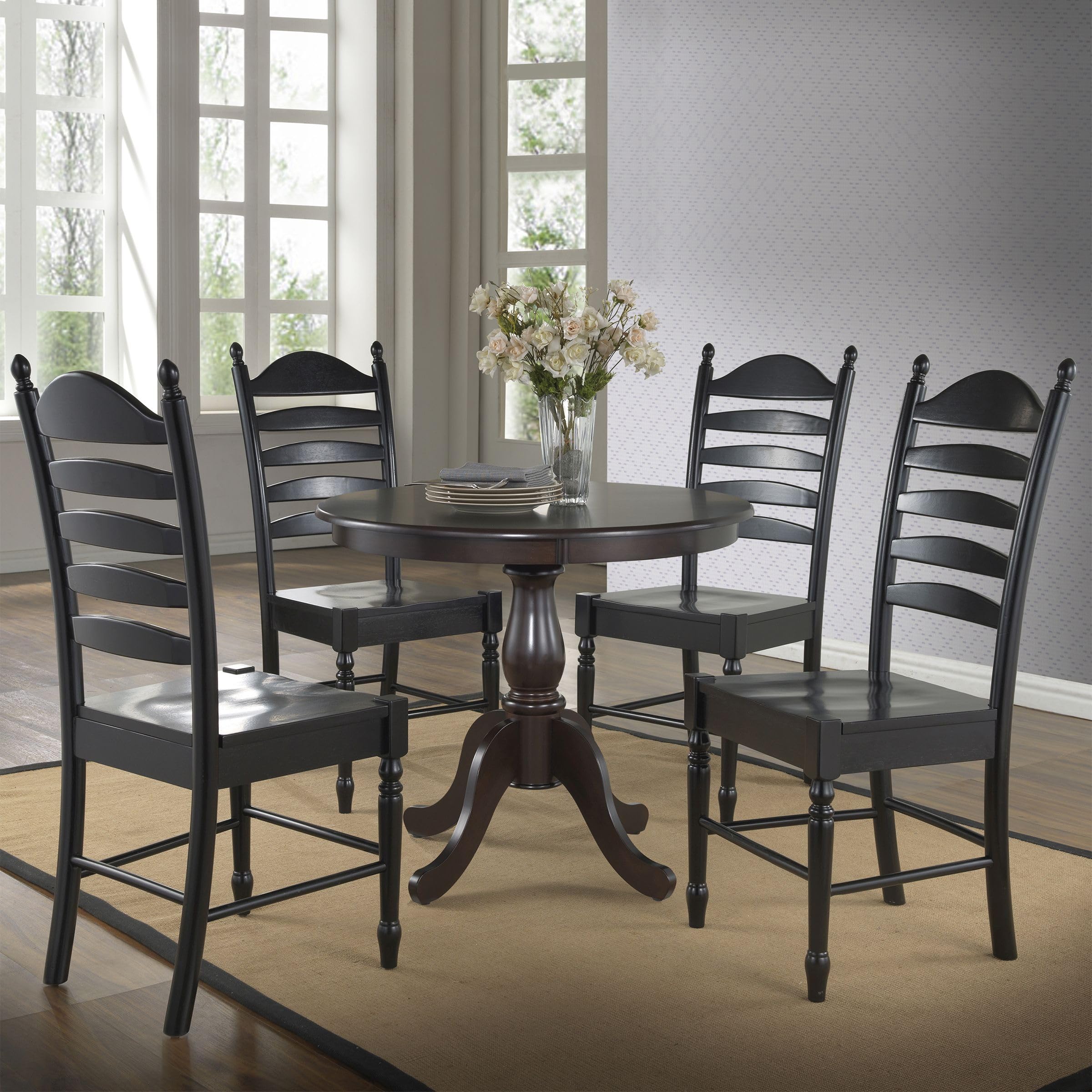 Carolina Chair & Table Hamilton 36-Inch Round Pedestal Dining Table in Espresso - Perfect for Small Space Dining Rooms, Breakfast Nooks & Cozy Kitchens