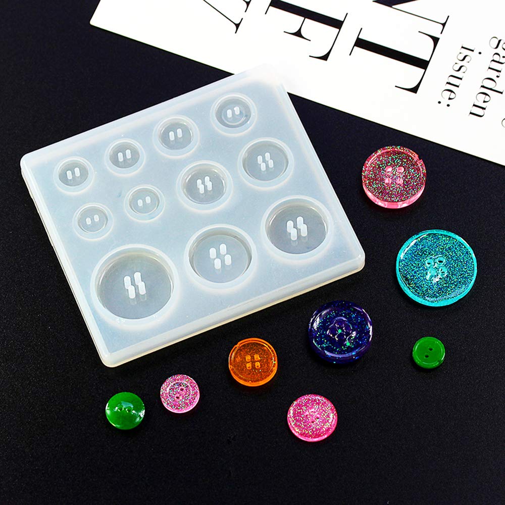 Nifocc 2-Piece Round Button Silicone Molds for Epoxy Resin Jewelry Making - DIY Craft Button Charms Mold for Pendants, Earrings & Keychains - Perfect for Handmade Jewelry, Scrapbooking & Gift Making