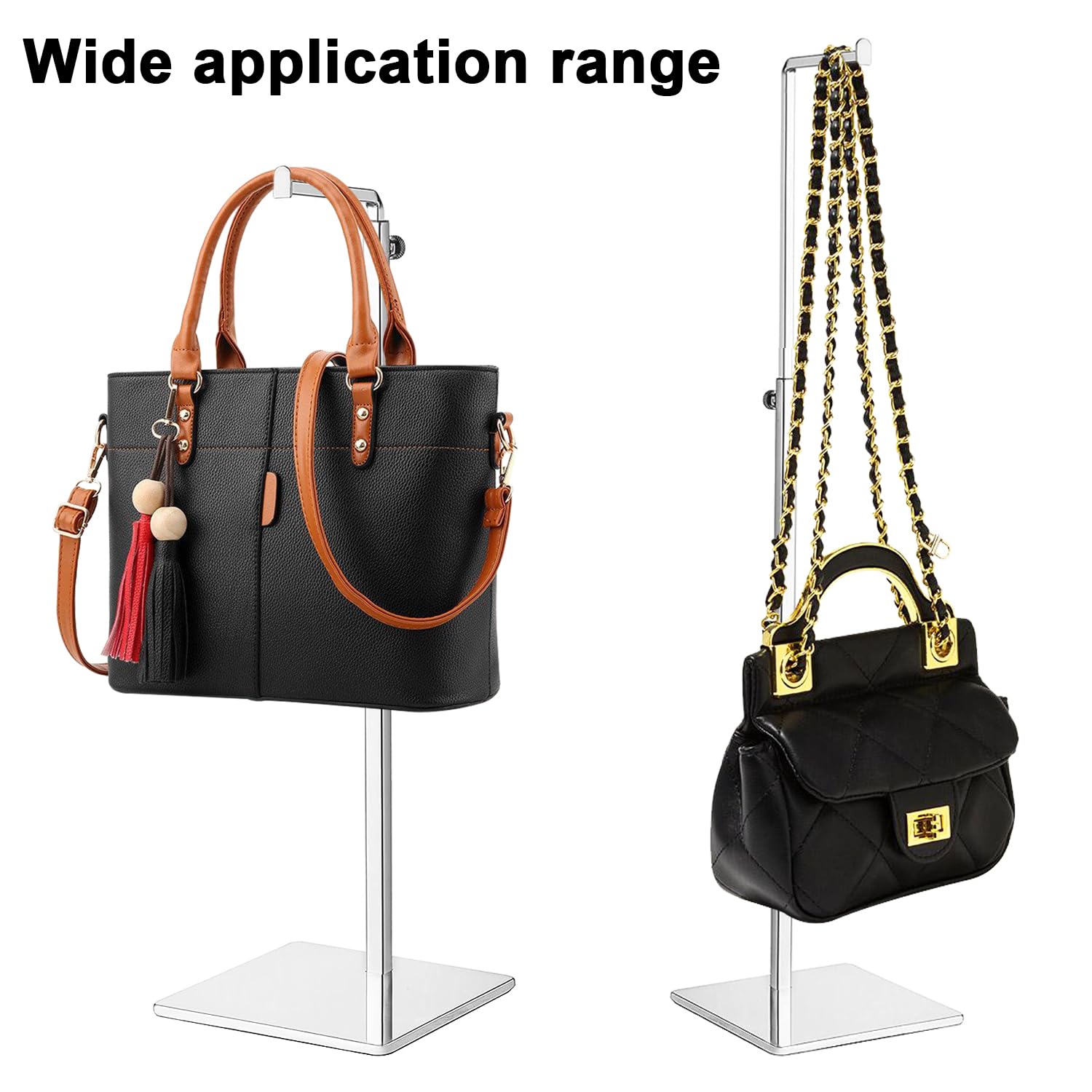 Adjustable Height Metal Handbag Display Stand - Purse Holder & Jewelry Organizer for Retail Stores, Boutiques & Home Closet Organization