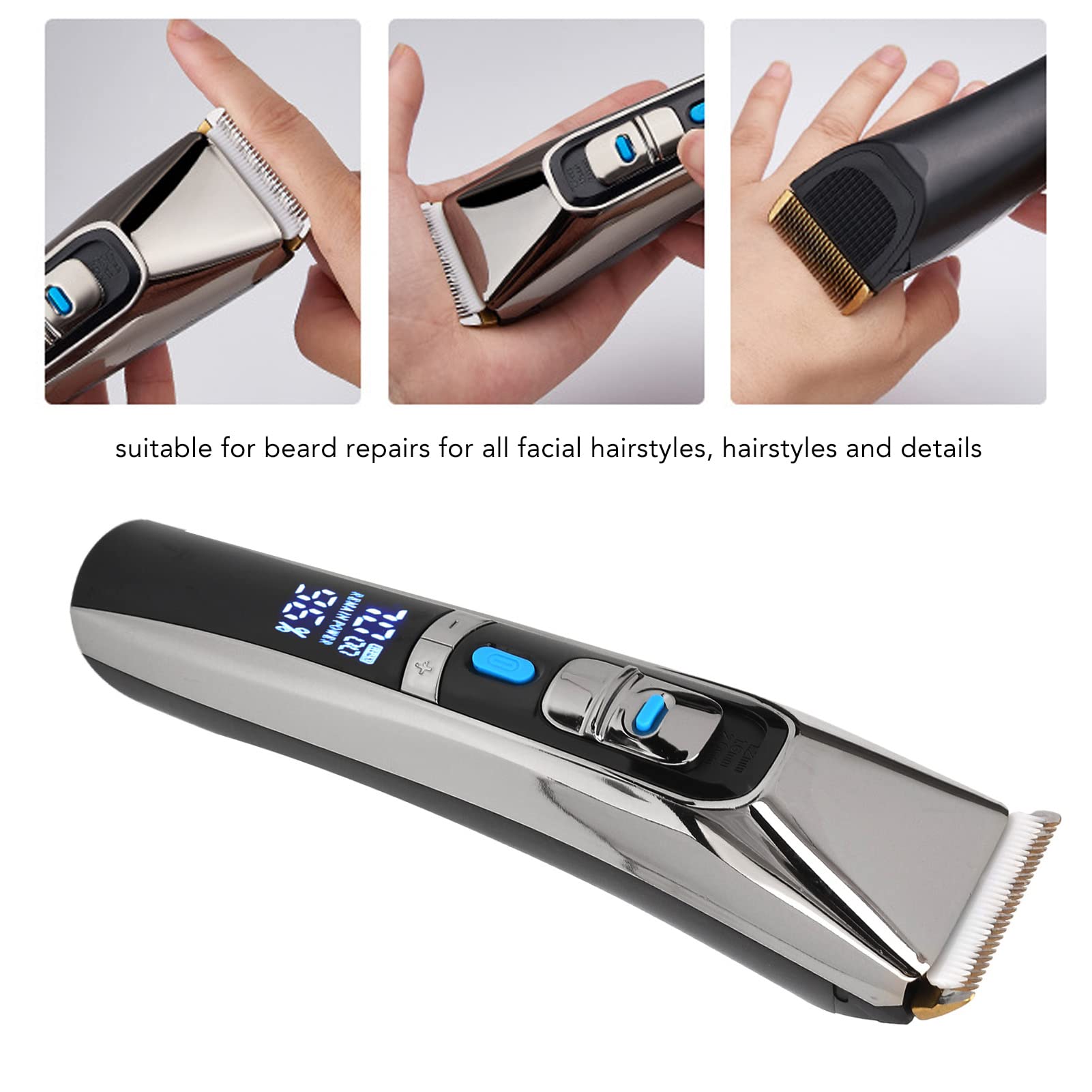 Yosoo USB Rechargeable Electric Hair Trimmer for Men - Low Noise, High Precision Hair Clippers for Facial & Beard Grooming at Home or Travel (Black)