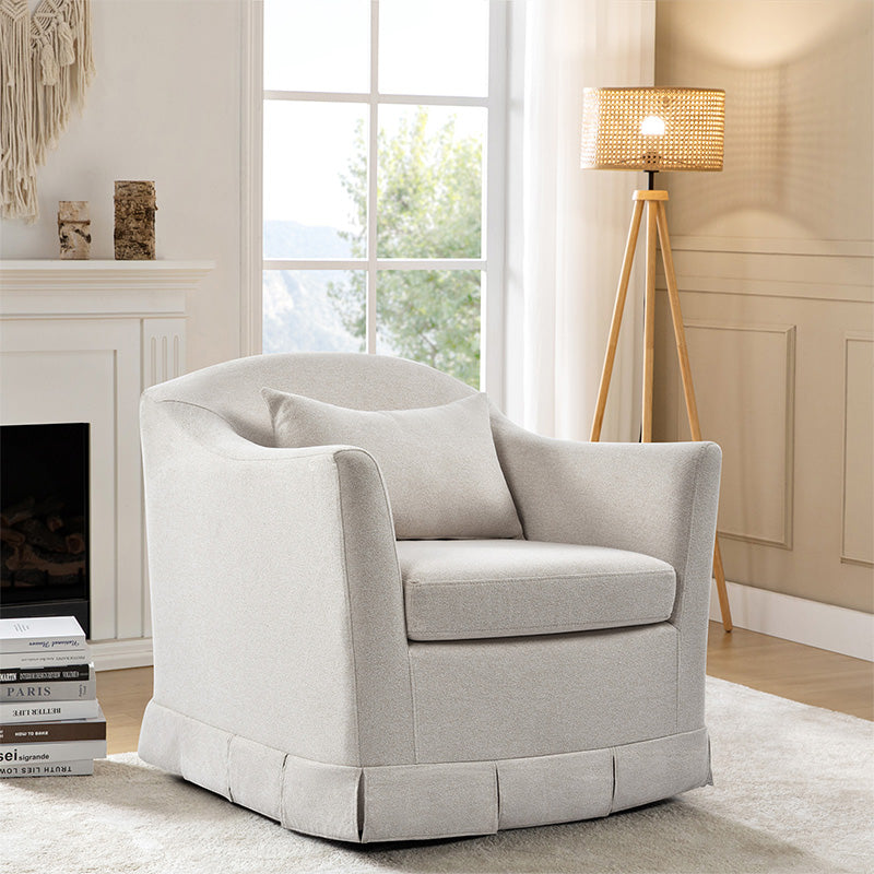 Sara Armchair with Removable Slipcover & Box Pleated Skirt - Modern Living Room Accent Chair for Home, Office, or Reading Nook