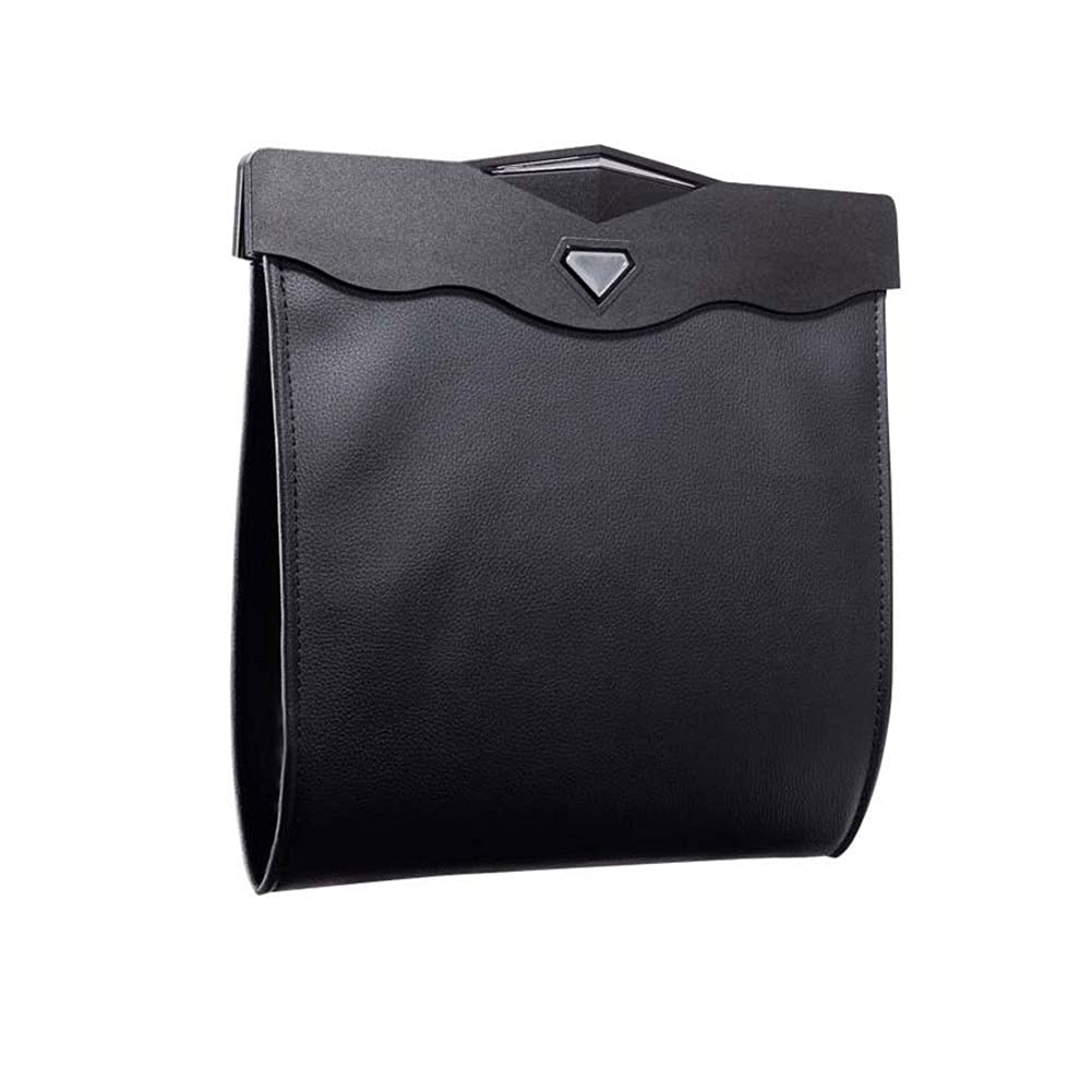 Foldable Waterproof Leather Car Trash Can - Hanging Portable Auto Trash Bag for Rear Seat Storage | Perfect for Road Trips, Commuting & Keeping Your Car Clean