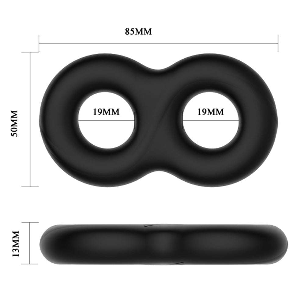 Crazy Bull Figure 8 Double Cock Ring for Men - Stretchy Silicone Penis Ring Enhancer - Couples Sex Toy for Enhanced Pleasure & Longer Performance - Perfect for Valentine's Day & Romantic Nights