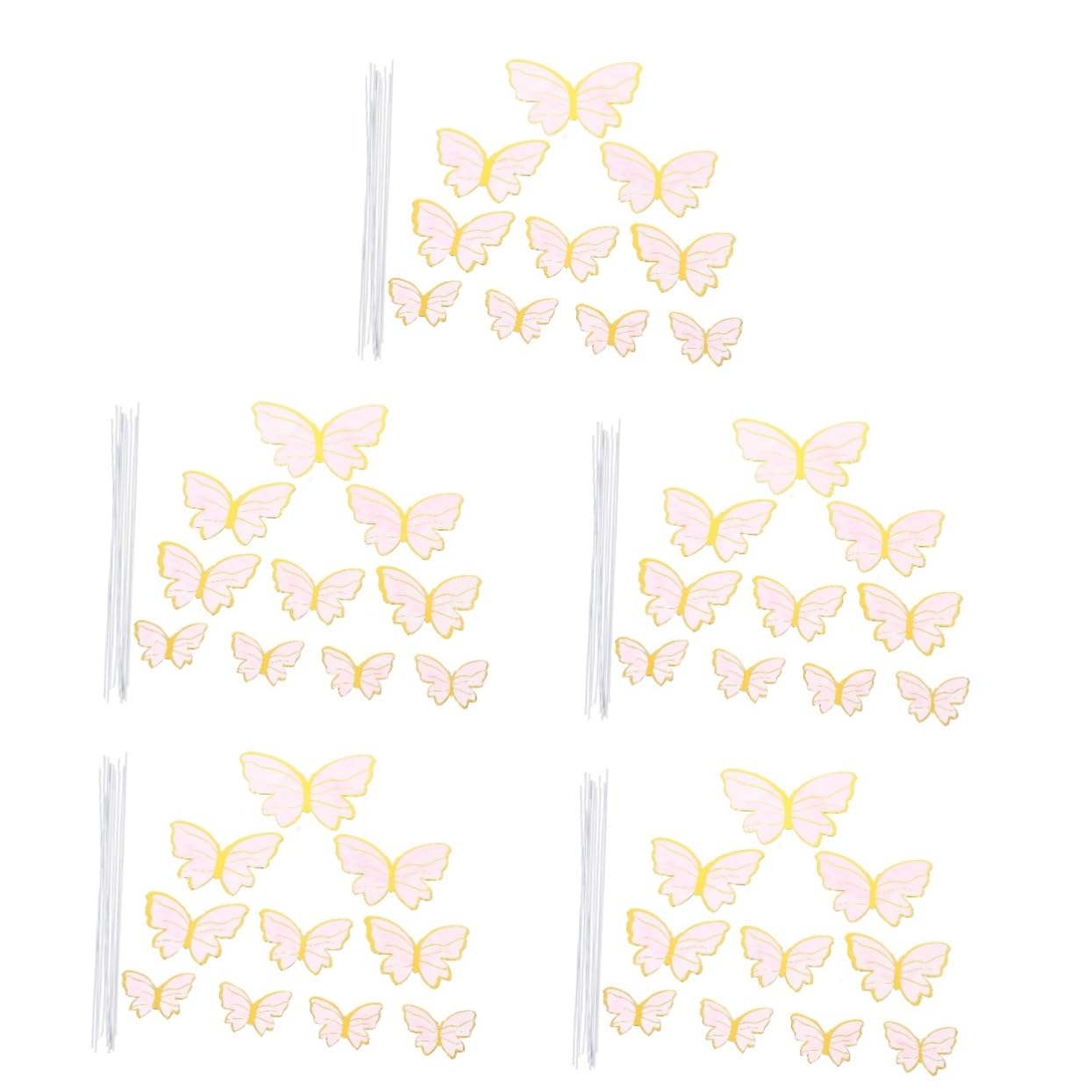 VILLCASE 50 Pcs Black and Pink Butterfly Cake Toppers - Edible Cake Decorations for Halloween, Anniversary, Birthday Party Dessert Decor - Perfect for Cupcakes, Wedding Cakes, and DIY Baking Projects