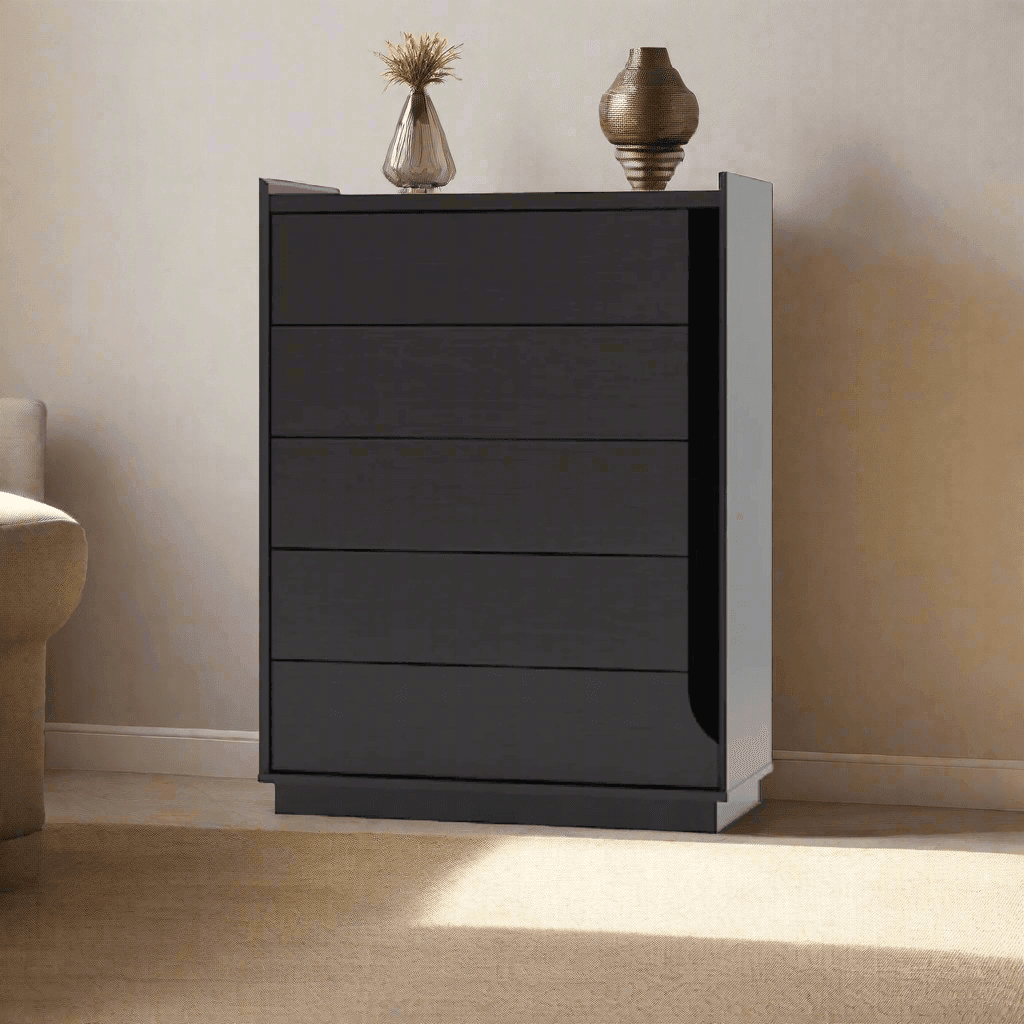 Garnette 5-Drawer Chest Dresser - Stylish Wooden Storage Organizer for Bedroom, Living Room & Office