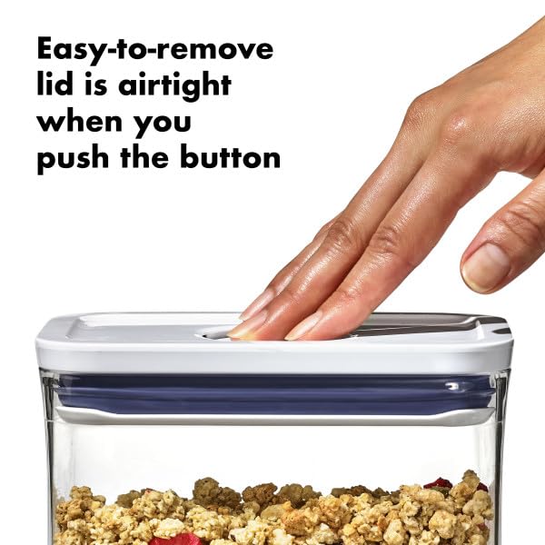 OXO Good Grips 1.7 Qt Airtight Food Storage Container - Clear Rectangle Kitchen Canister for Coffee, Flour, Sugar & Dry Goods | Pantry & Countertop Organization