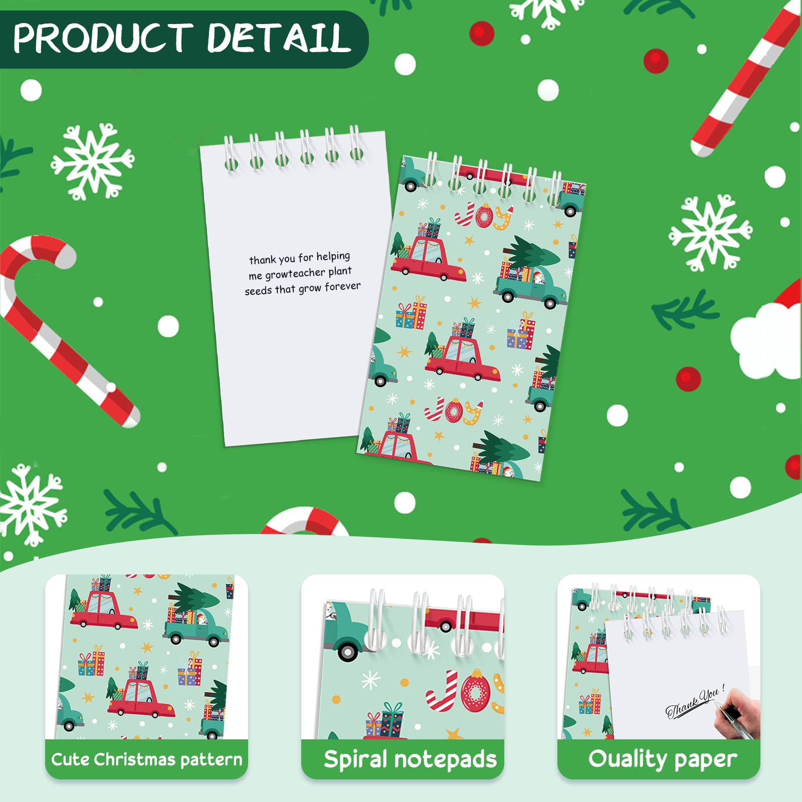 48 Pcs Christmas Mini Notebook Set - Small Xmas Notepads with Snowman & Santa Claus Designs (2.4