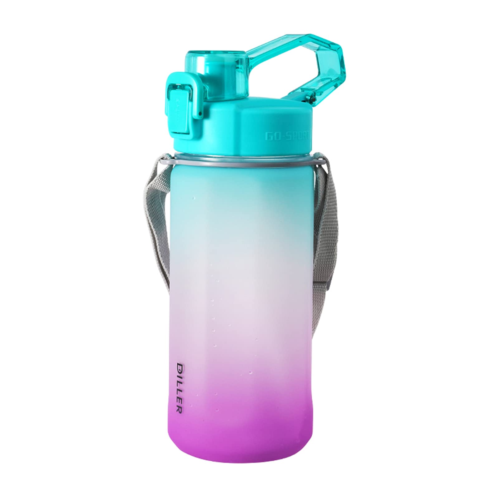 Tuelaly 1050ML/2000ML Leak-Proof Water Bottle with Straw & Handle - BPA Free Motivational Water Bottle with Measurement Scale - Perfect for Gym, Hiking, Office & Outdoor Activities