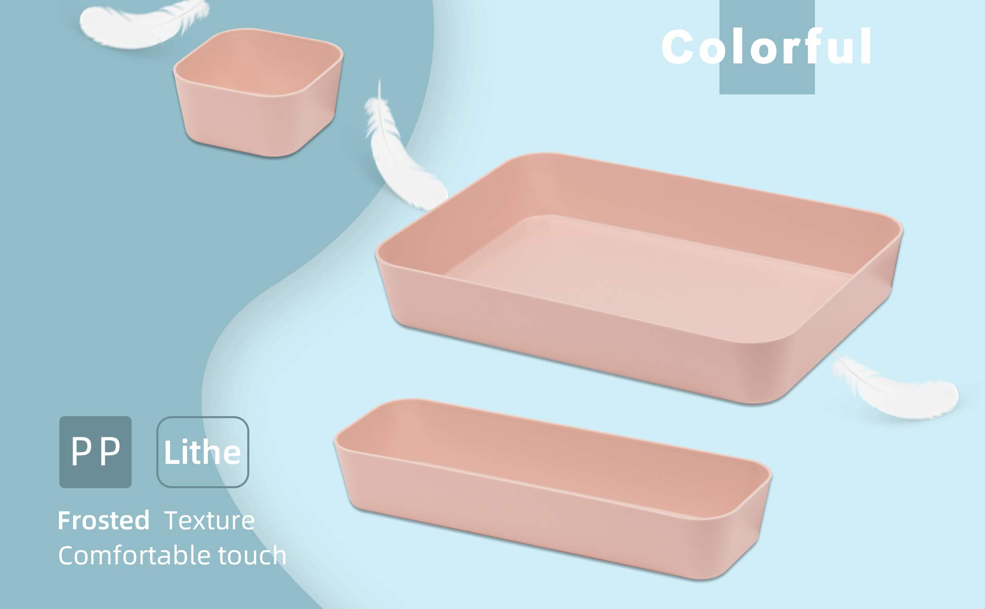12-Pack Pink Plastic Drawer Organizers for Makeup, Bathroom, Office & Kitchen - Stackable Storage Containers for Vanity, Desk & Cabinet Organization (Home & Office Use)