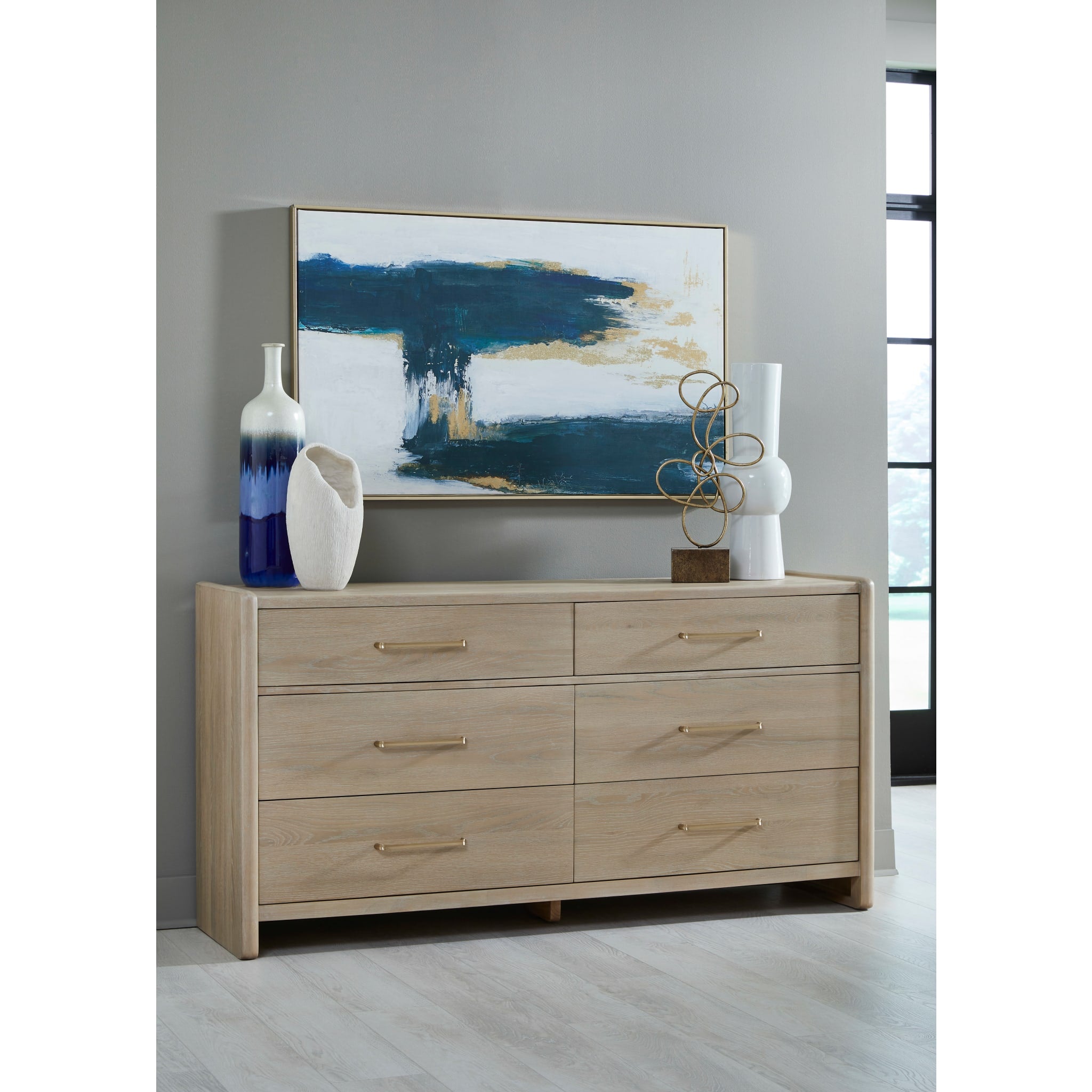 Gardenia 6-Drawer Oak Wood Dresser in Chai - Solid Wood Bedroom Furniture for Storage & Organization - Perfect for Master Bedroom, Guest Room, or Nursery