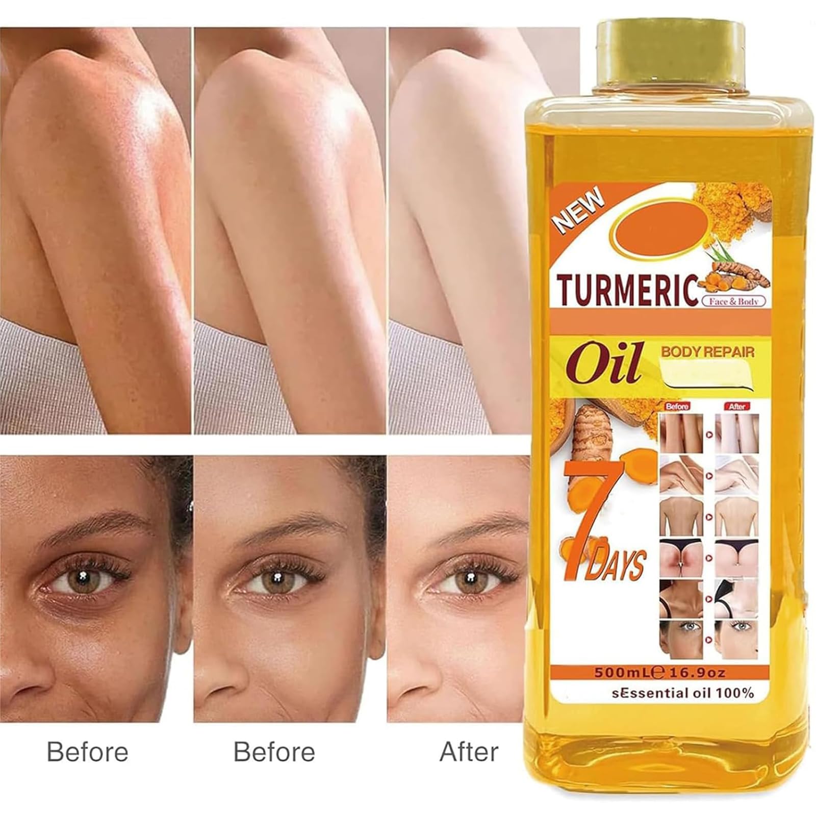 Soft 7 Turmeric Body Oil with Honey - 3 Pack | Natural Skin Brightening & Moisturizing Treatment for Dry Skin | Perfect for Massage, After Shower & Nighttime Skincare Routine