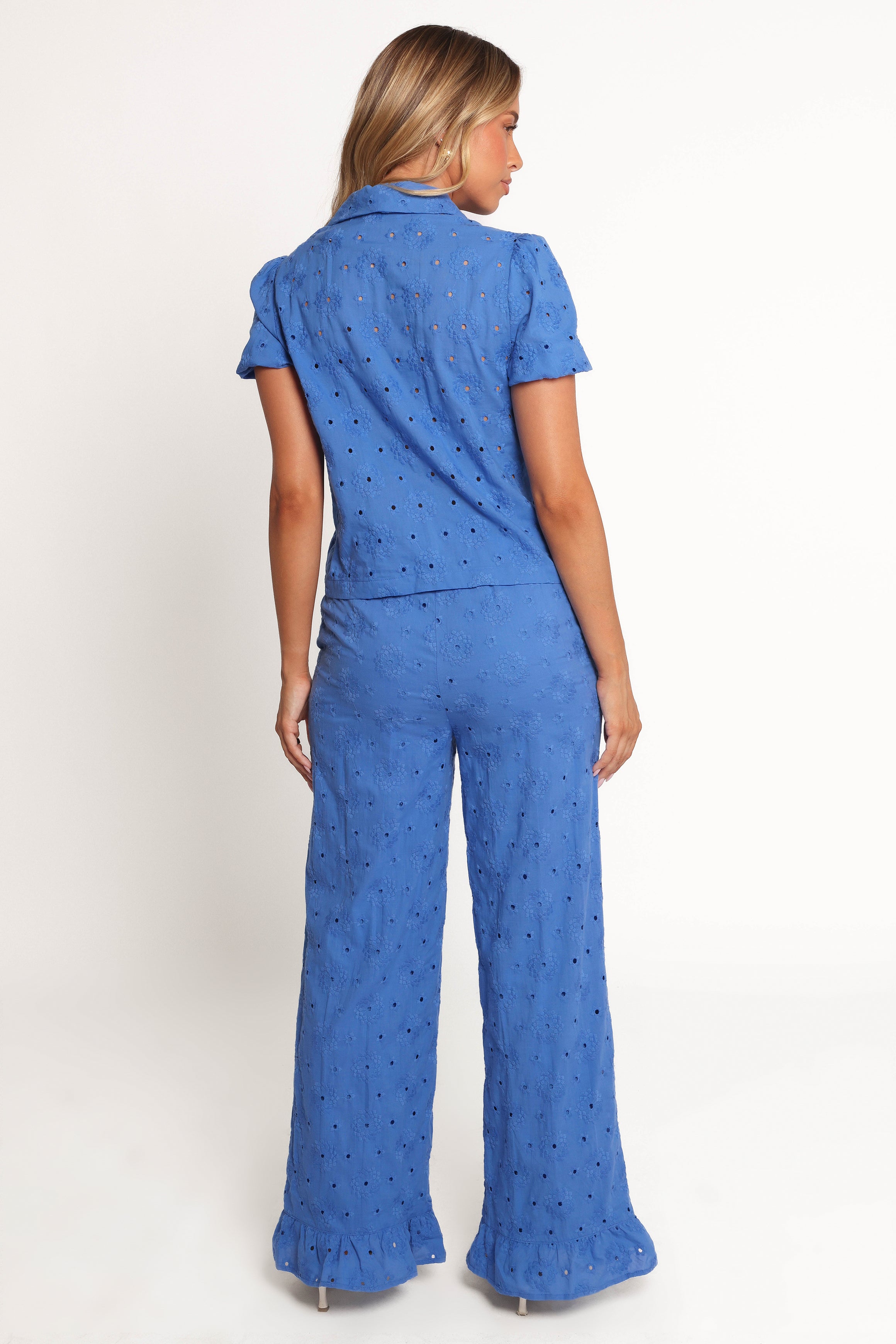 Katya Embroidered Women's Pants - Cobalt Blue Boho Style Cotton Trousers for Casual Wear & Summer Outfits