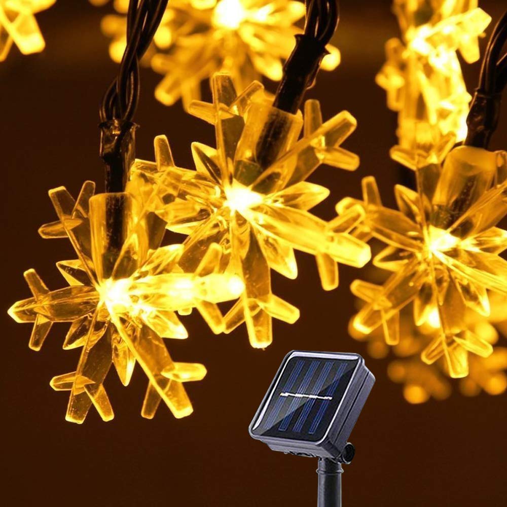 SMATOLS 50LED Solar String Lights - 8 Modes Waterproof Snowflake Fairy Lights for Outdoor Christmas & Garden Decor - Perfect for Patio, Yard, Wedding & Holiday Decoration