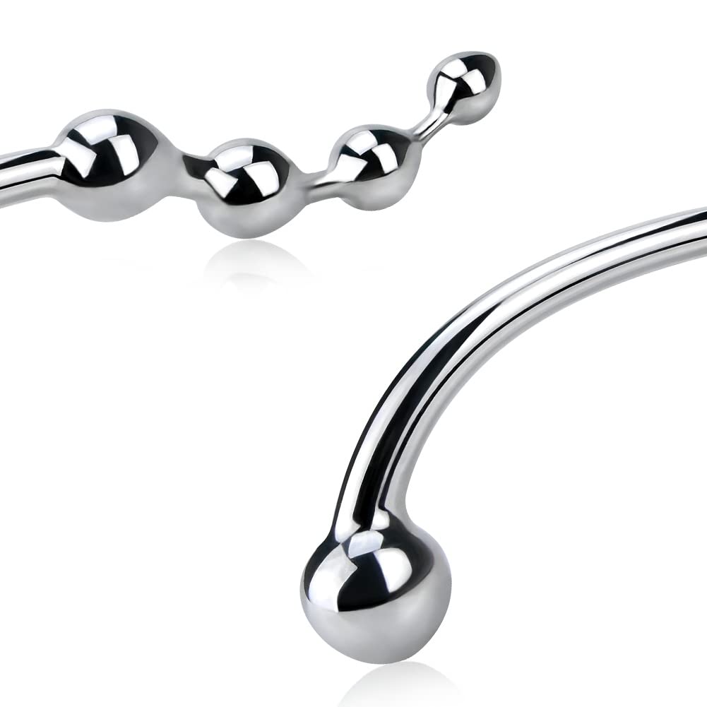 Metal Anal Hook with 5 Beads - S-Shaped Sex Toy for Couples & Solo Play