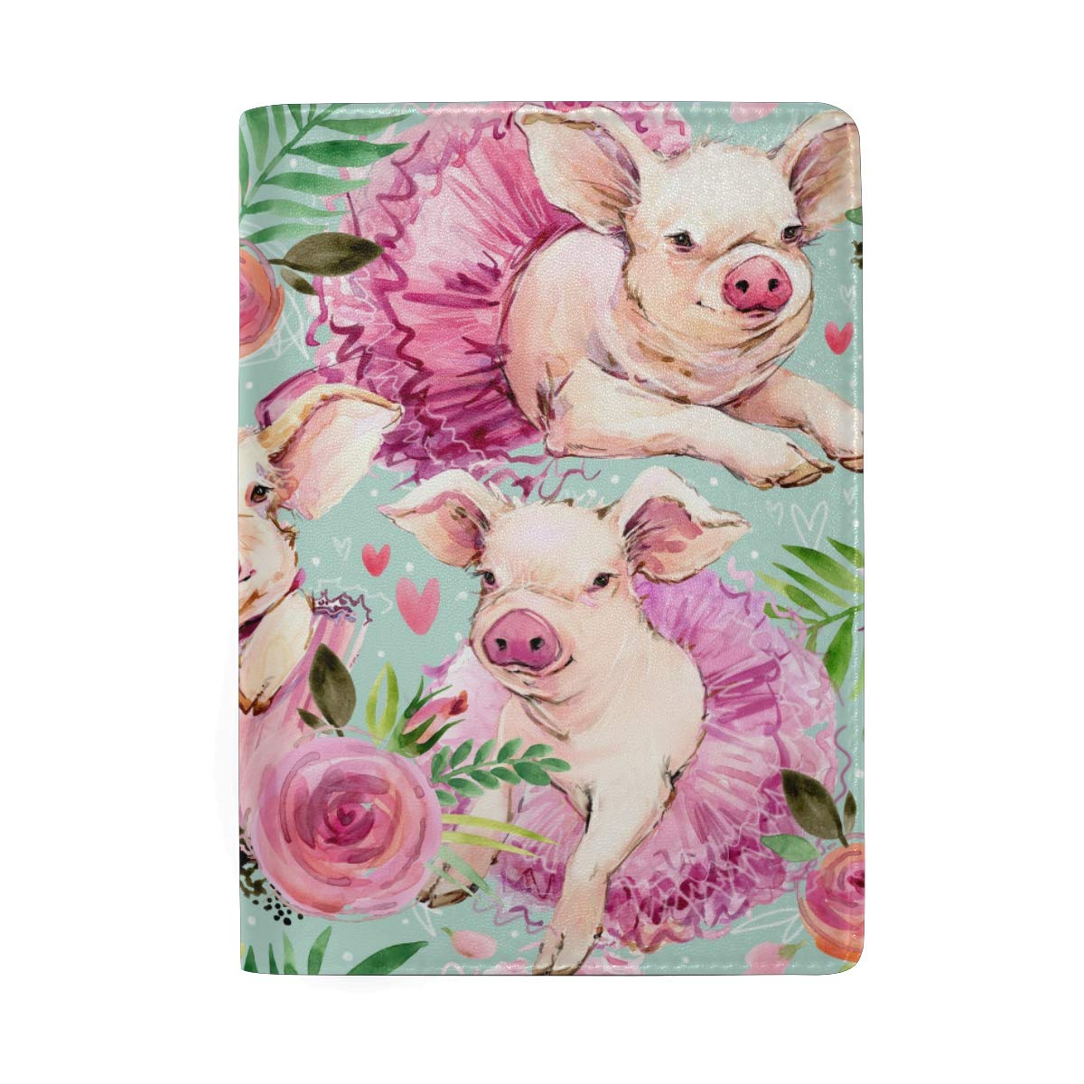 Premium Pig Flora Leather Passport Holder - RFID Blocking Travel Wallet for Women, Men & Kids | Perfect for Airports, Vacations & Business Trips
