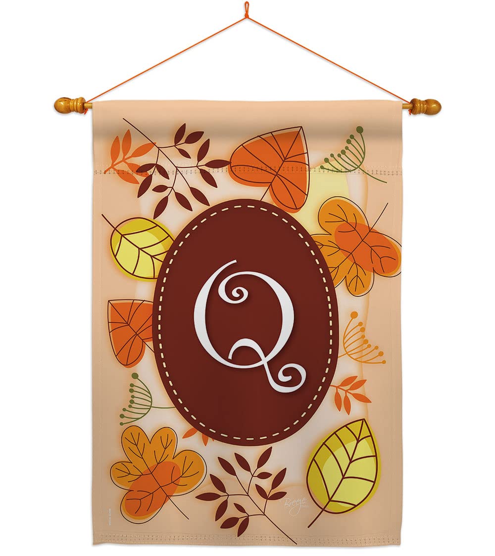 Autumn Q Initial Fall House Flag Set - 28x40