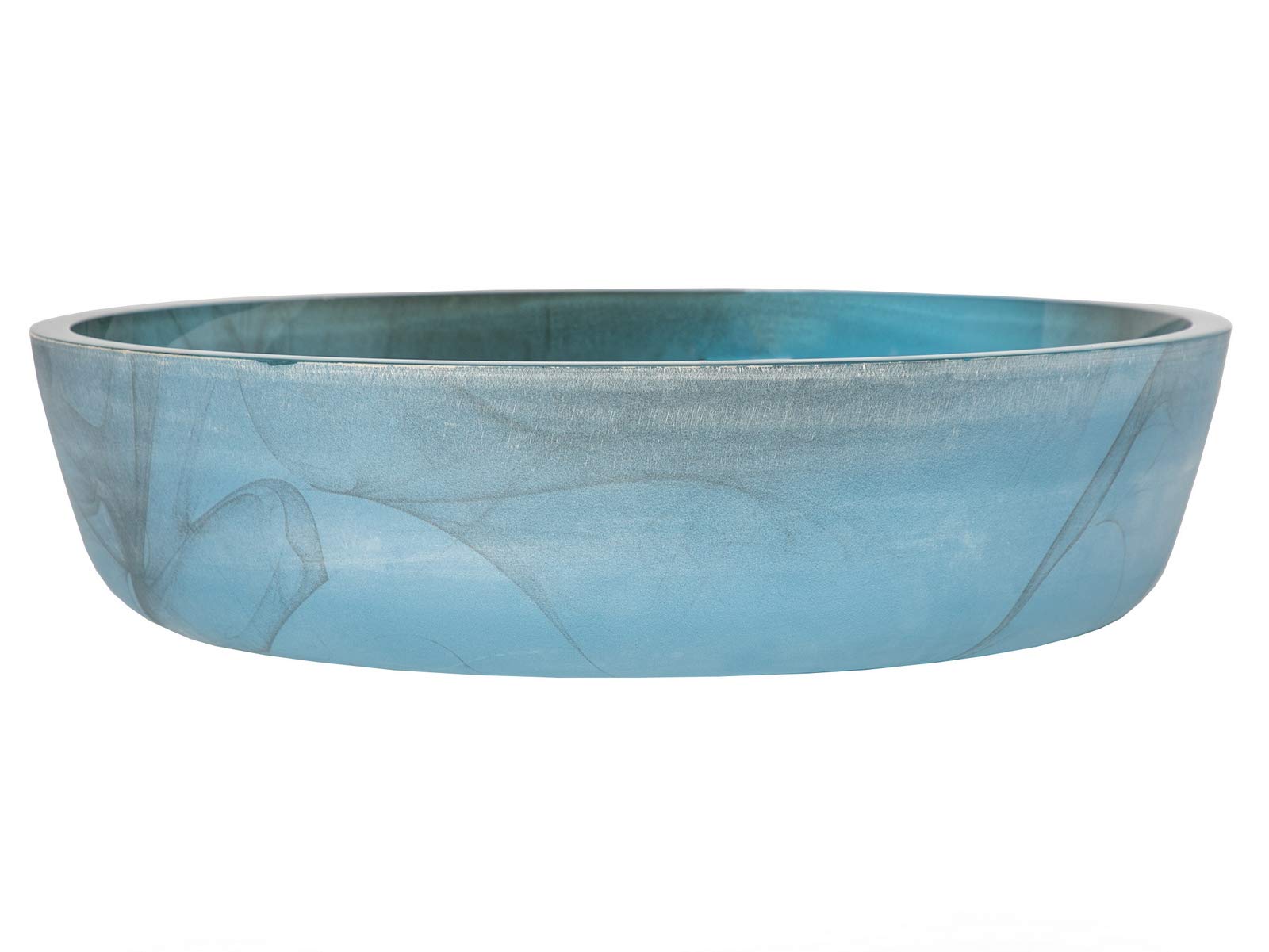 Blue Mist Flat Bottom Glass Vessel Sink for Bathroom Vanity - Modern Rectangular Basin for Powder Room, Guest Bath & Master Bath Decor