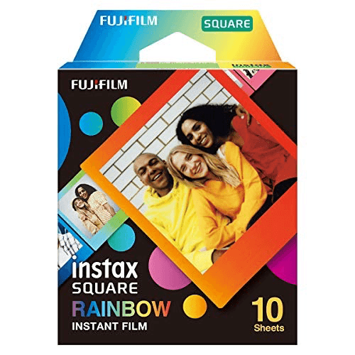 Fuji Instax Square Rainbow Instant Film - 10 Sheets Pack for Fujifilm Instax Square SQ6, SQ10, SQ20, SQ40 Cameras - Perfect for Parties, Travel & Creative Photography