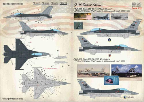 1/72 Scale F-16 Wet Decal for Desert Storm - High Quality Aircraft Model Decals for Hobbyists & Collectors - Perfect for Model Kits, Dioramas & Military Displays