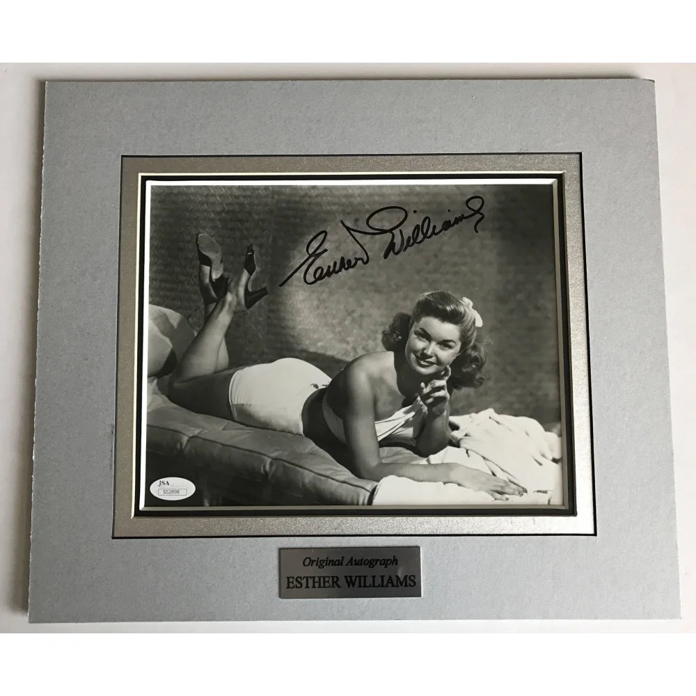 Esther Williams Signed 8x10 Photo with JSA COA - Vintage Hollywood Actress Autograph Collectible - Perfect for Memorabilia Displays & Classic Film Fan Gifts