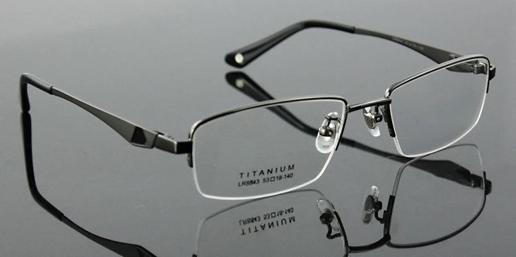 Brightzone Unisex Semi-Rim Square Titanium Eyeglasses 78043 - Lightweight & Durable Frame for Work, Reading & Everyday Wear
