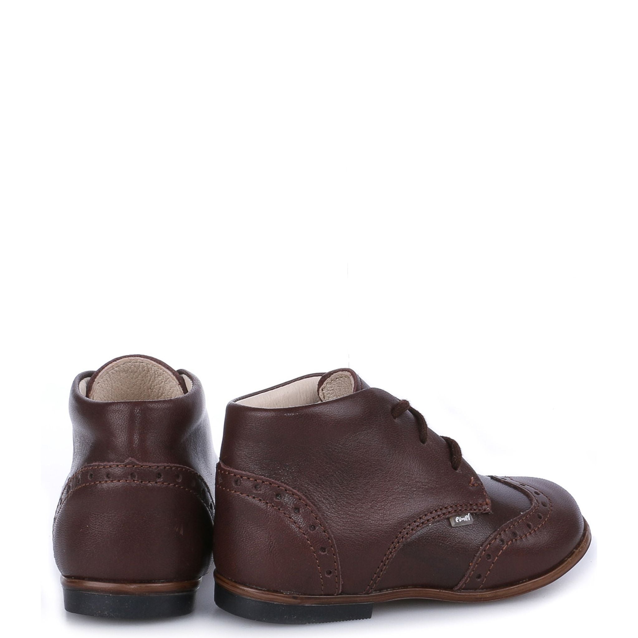 Emel Mocha Wingtip Baby Booties - Stylish Leather Shoes for Infants & Toddlers - Perfect for First Steps, Special Occasions & Photo Shoots