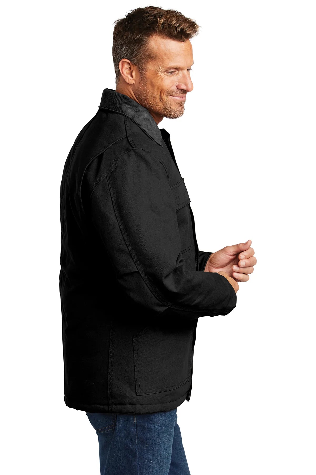Carhartt Duck Traditional Customized Coat for Men - Heavy Duty Work Jacket, Black | Durable Outdoor Workwear for Construction, Farming & Cold Weather