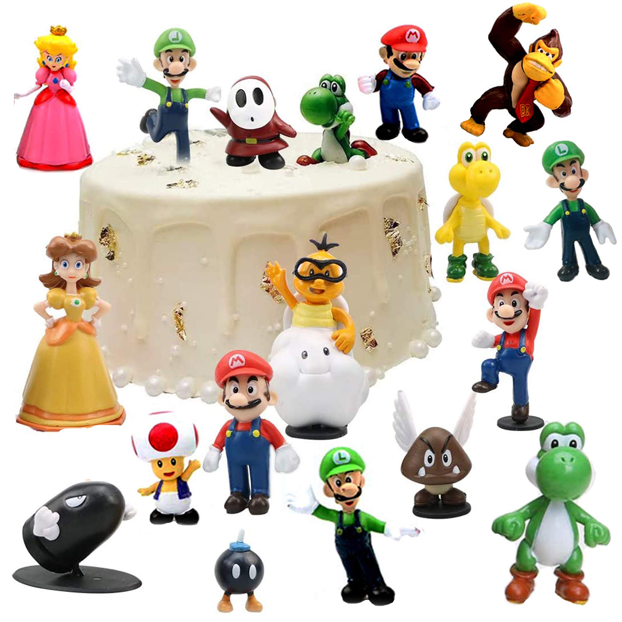 Super Mario Action Figure Toys Set - 18pcs PVC Collectible Dolls for Kids Birthday Party Decorations & Gifts | Perfect for Game-Themed Parties, Room Decor, and Nintendo Fans Collection