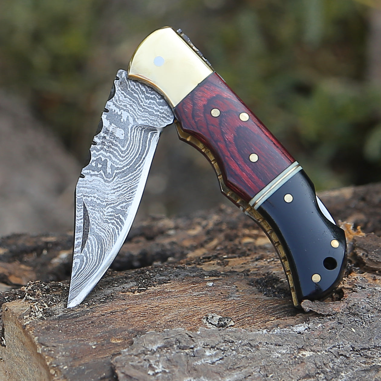 Premium Firestrike Pocket Knife with Bull Horn & Pakkawood Handle - Durable EDC Folding Knife for Camping, Hiking & Outdoor Survival Gear