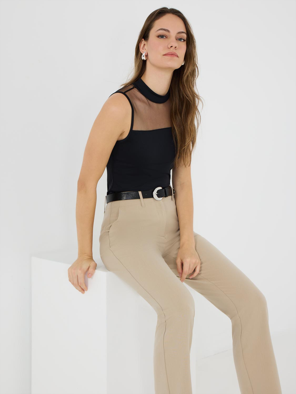 Double Layer Mesh Yoke Top for Women - Breathable Summer Fashion Crop Top - Perfect for Beach, Yoga & Casual Wear
