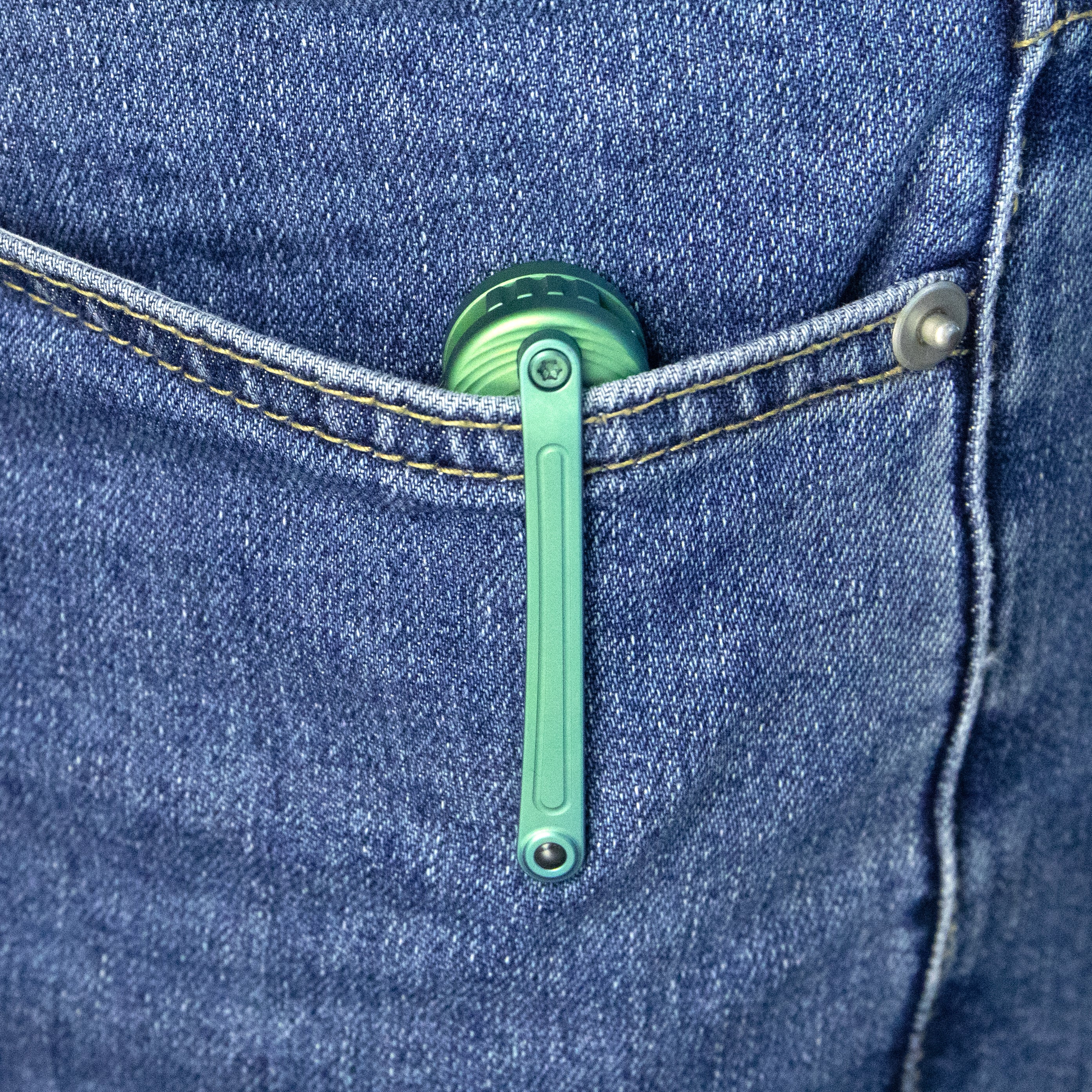 Premium Green Titanium Frame Lock Folding Pocket Knife - 3.94