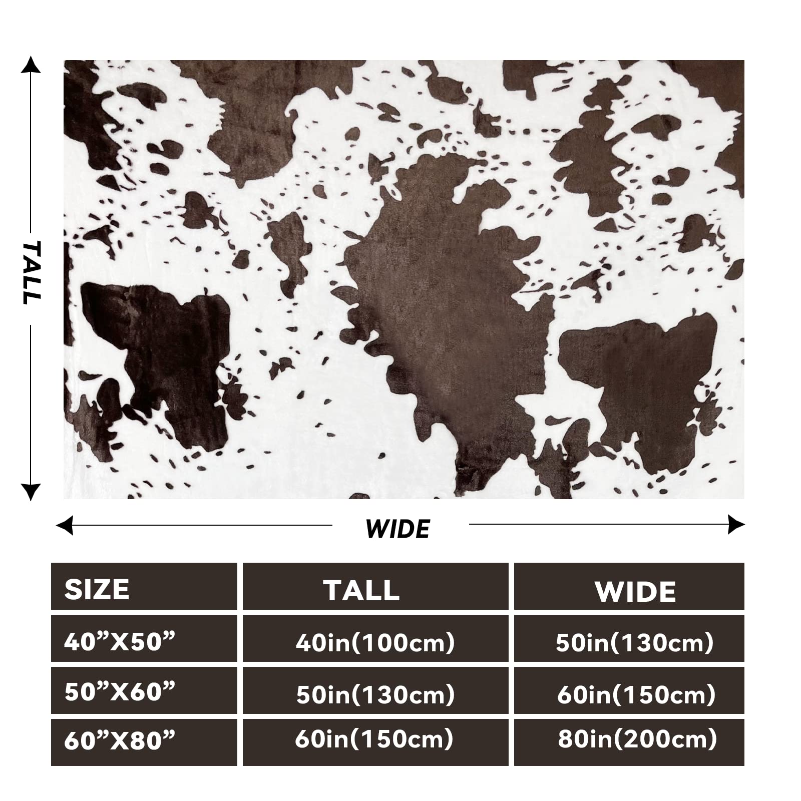 Soft & Warm Cow Print Fleece Blanket - Twin Size 60x80 Inch Cozy Flannel Throw for Bed, Couch & Sofa | Lightweight Fuzzy Blanket Gift for Valentine's Day, Mother's Day & Father's Day | Perfect for Home Decor, Snuggling & Winter Warmth