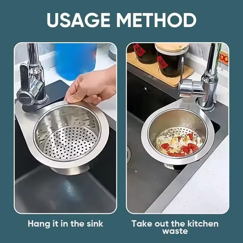 Stainless Steel Sink Strainer Basket - 3 Pcs for Kitchen & Vegetable Drain