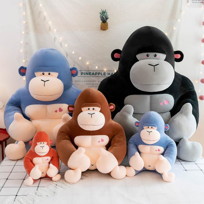 Adorable Buffed Muscular Gorilla Plush Toy - Soft Stuffed Animal for Kids Room Decor, Gym Motivation Gift & Cute Collectible