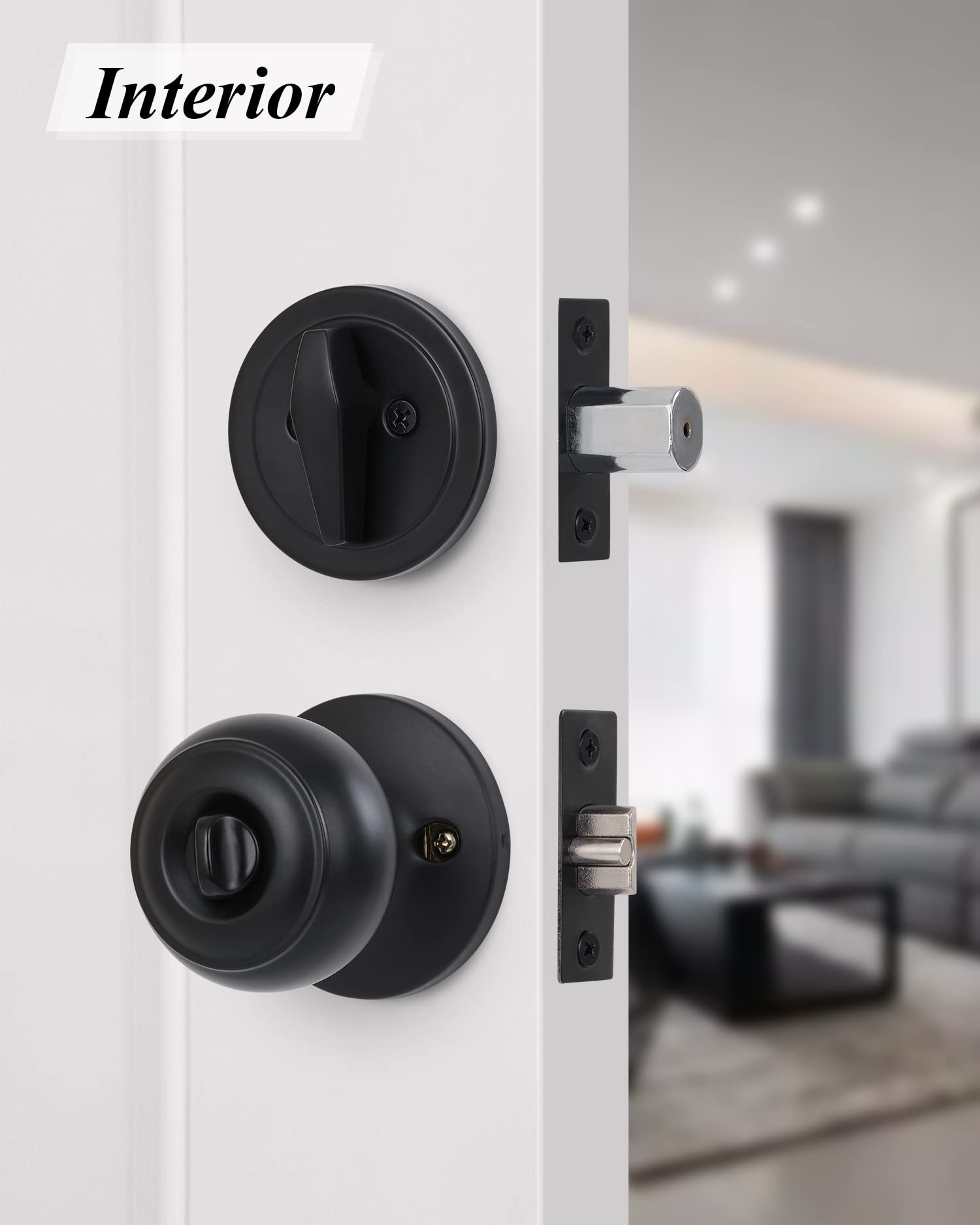 Lanwandeng Matte Black Entry Door Knob and Deadbolt Lock Set - All Keyed Alike for Front Door Security | Classic Flat Ball Design for Home, Office & Apartment Use