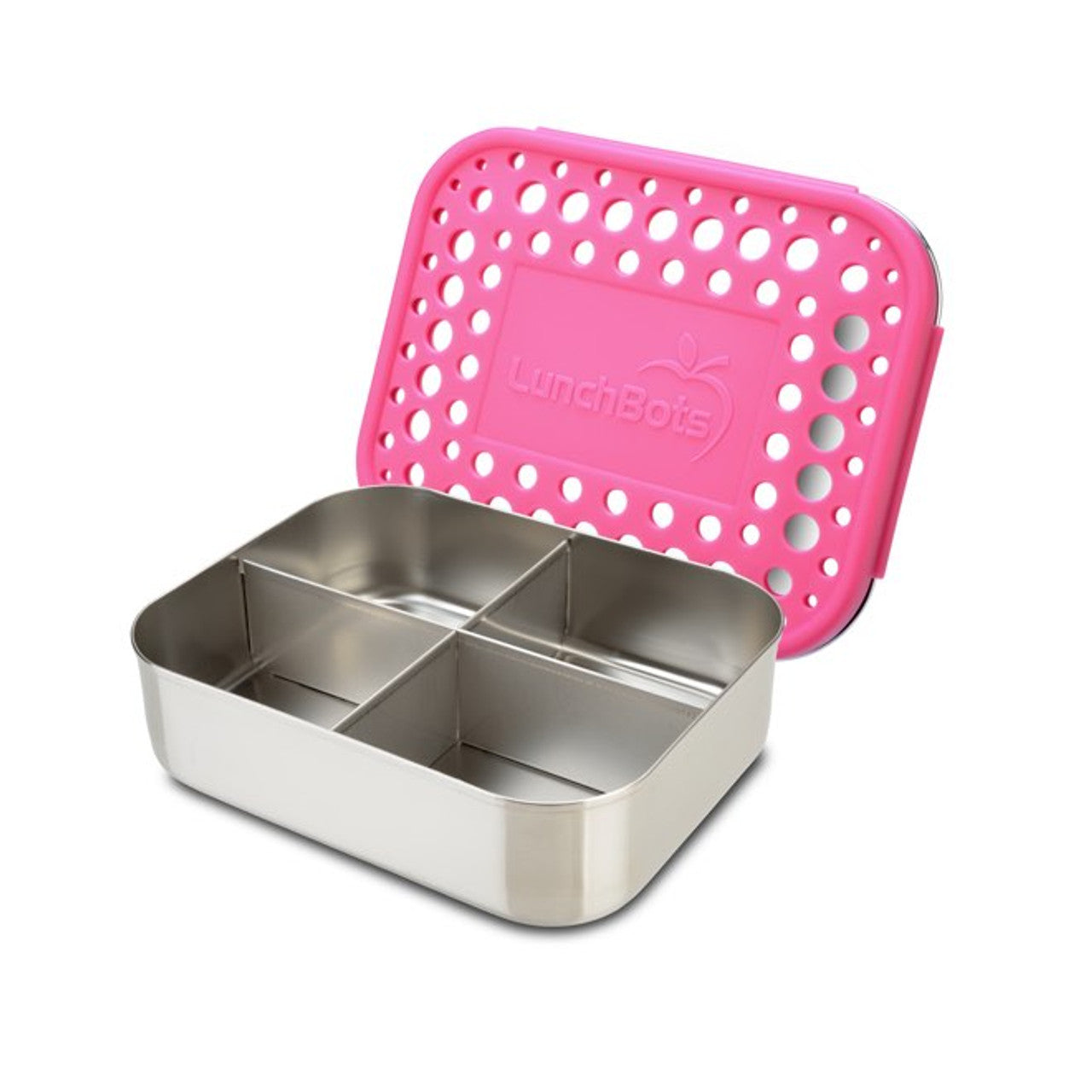 LunchBots Medium Quad Stainless Steel Bento Box - Eco-Friendly Food Container for Adults & Kids - Perfect for School, Work, Picnics & Meal Prep