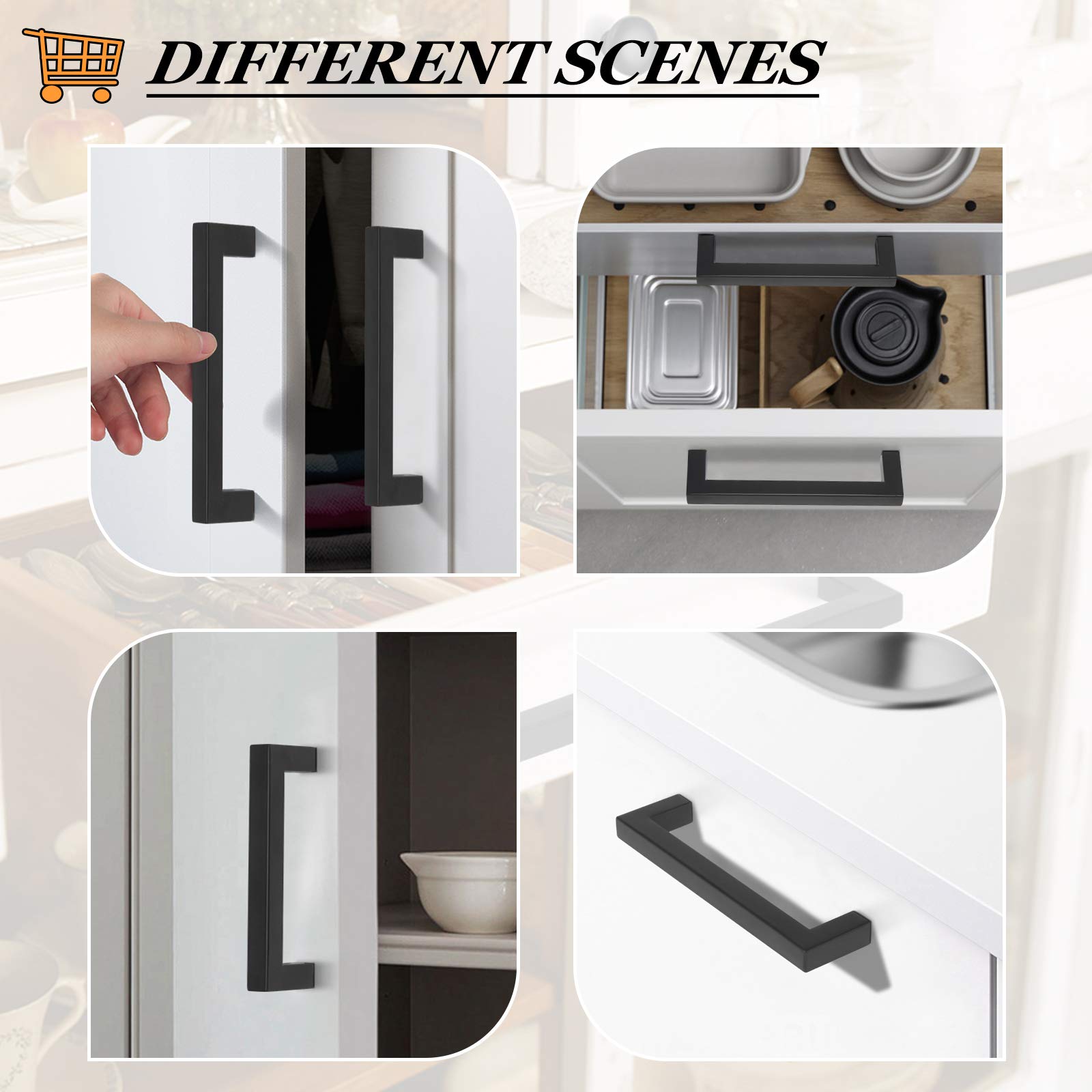 Probrico 200 Pack 4 Inch Square Cabinet Handles - Flat Black Kitchen & Drawer Pulls - Durable Cabinet Hardware for Closet, Wardrobe, Bedroom & Bathroom - Perfect for Home Renovation & Furniture Upgrade
