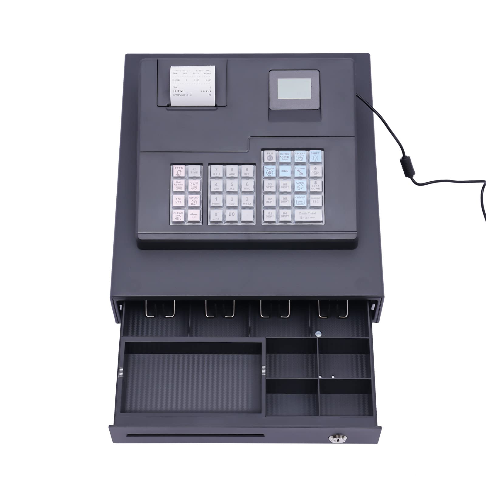 38-Key Electronic Cash Register with Cash Drawer - 4 Bill & 5 Coin Slots POS System for Small Business Retail Stores | LED Customer Display | Perfect for Convenience Stores, Supermarkets & Boutiques