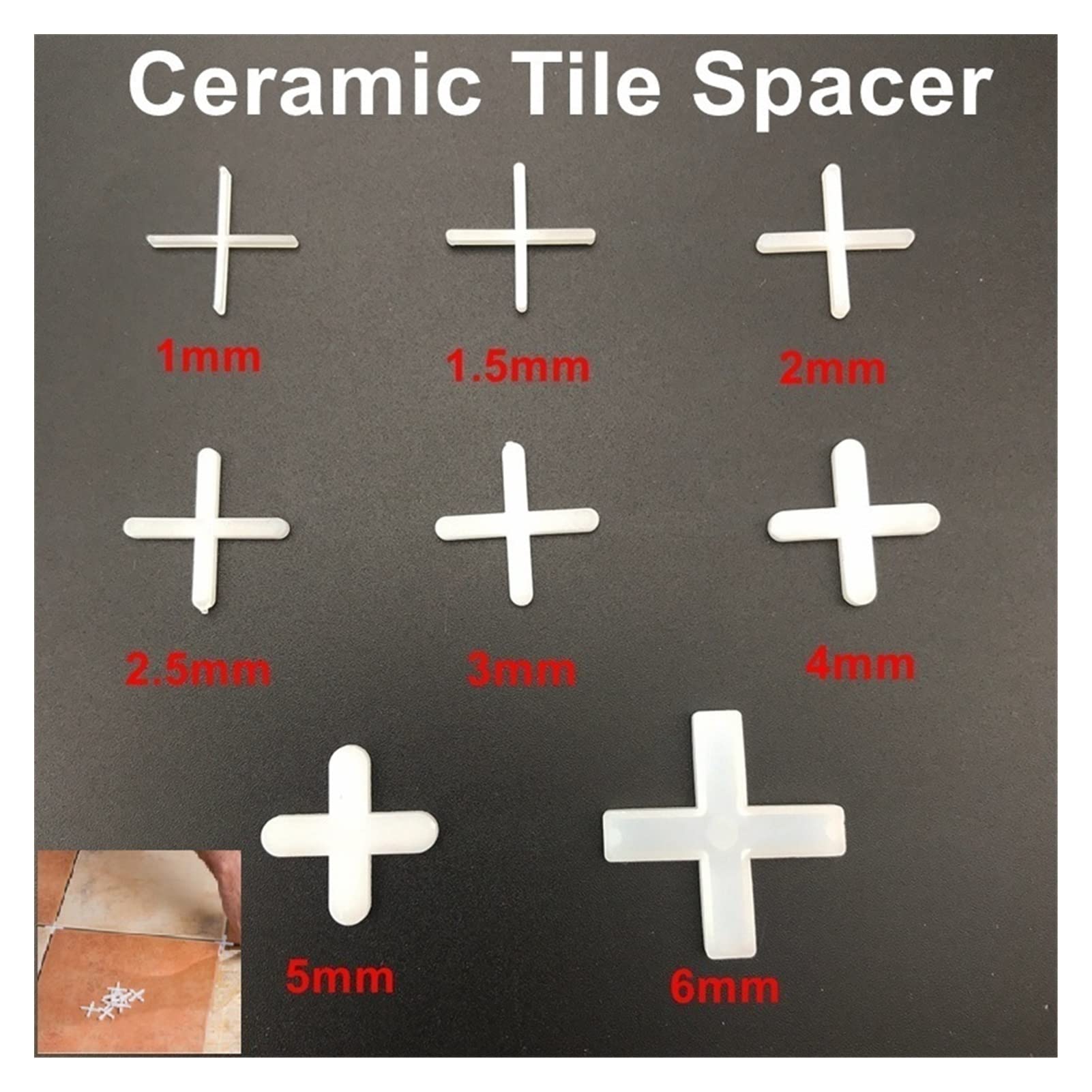 100pcs White Plastic Cross Ceramic Tile Spacers - 1mm Inner Diameter for Precise Tile Alignment - Perfect for Bathroom, Kitchen & Floor Tiling Projects