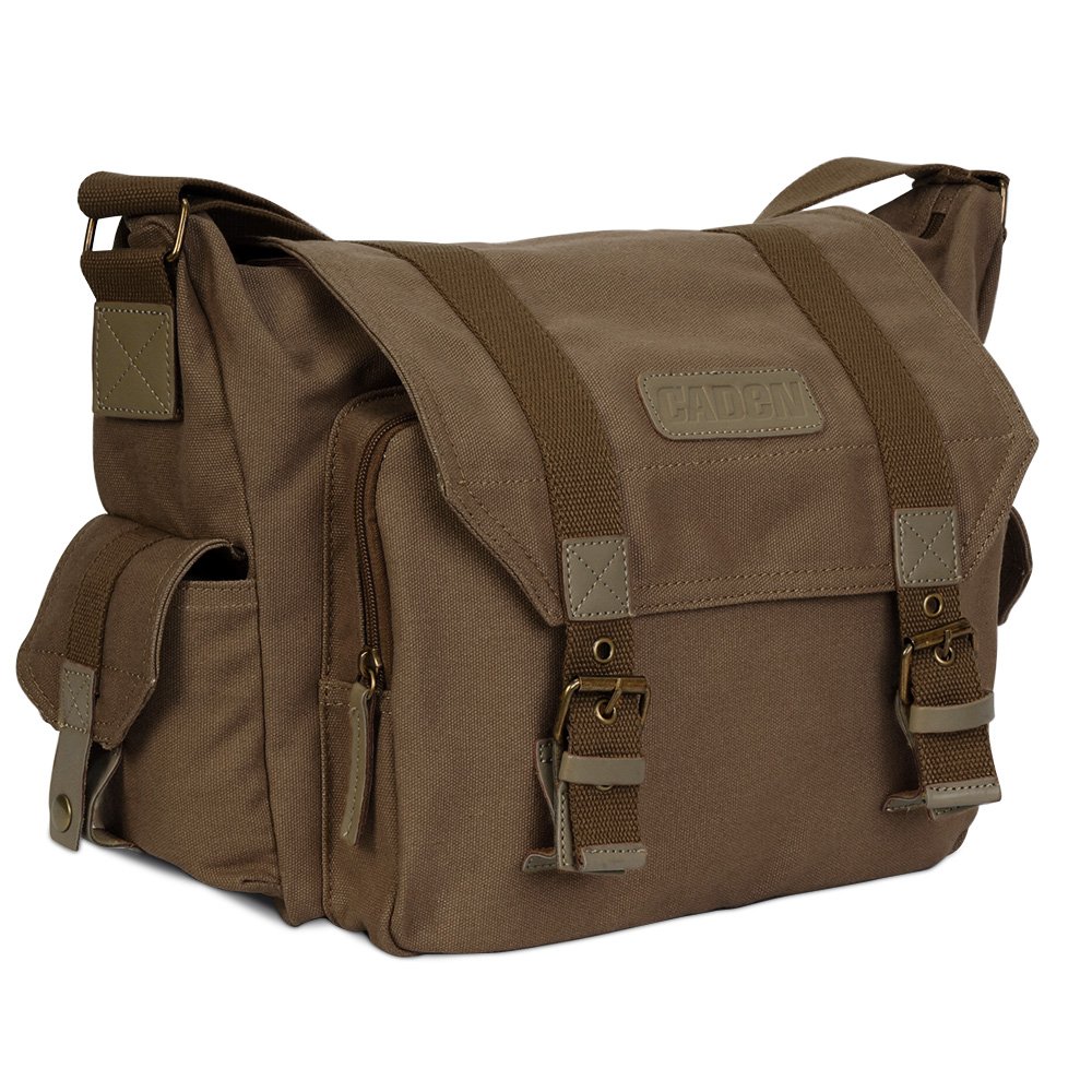 Durable Canvas DSLR/SLR Camera Bag Case Compatible with Nikon, Canon, Sony Mirrorless Cameras - Tripod Holder & Adjustable Shoulder Strap - Perfect for Travel, Photography & Outdoor Shooting (Brown)