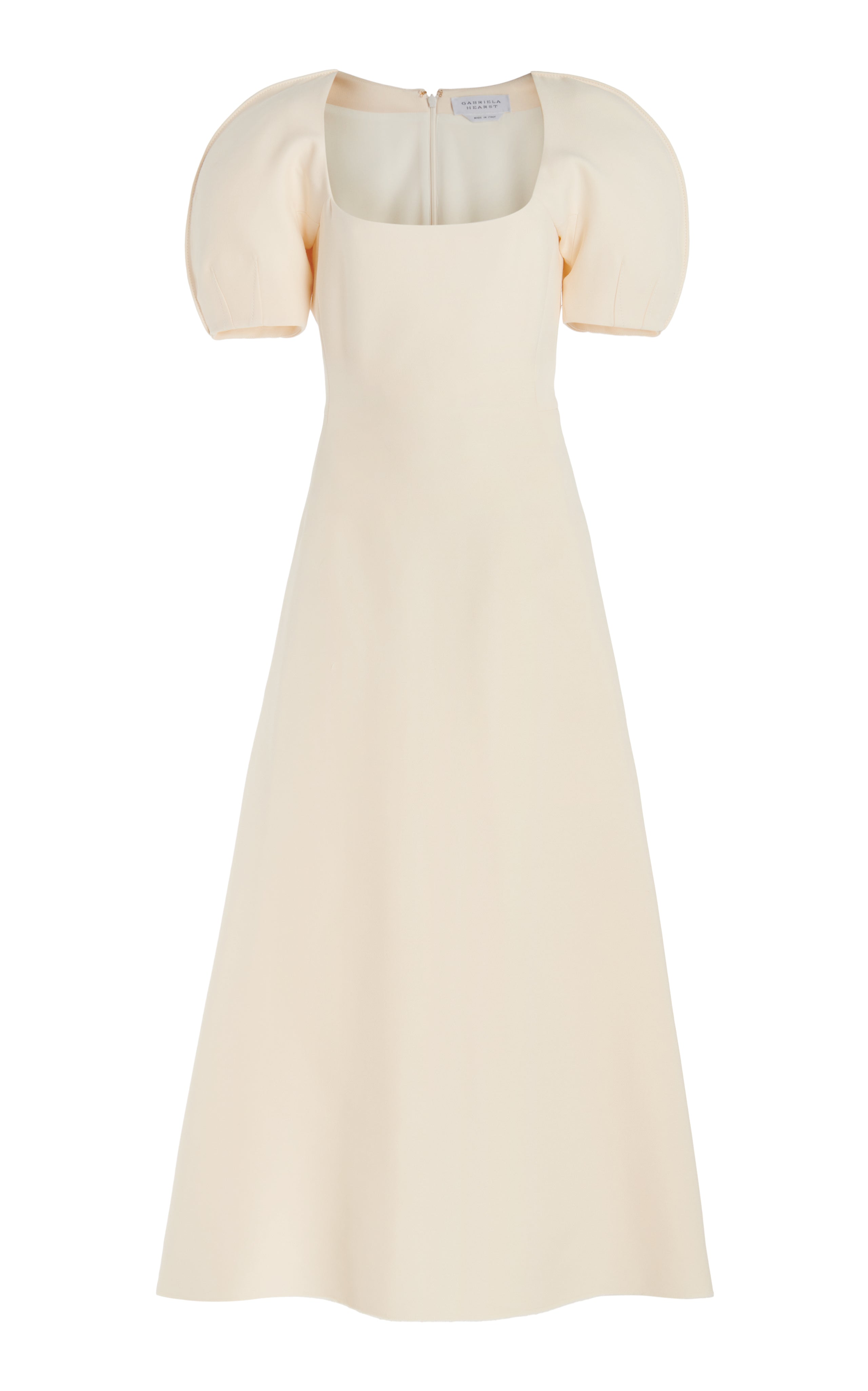 Niahm Ivory Wool Silk Cady Midi Dress - Elegant and Comfortable for Work, Parties & Special Occasions