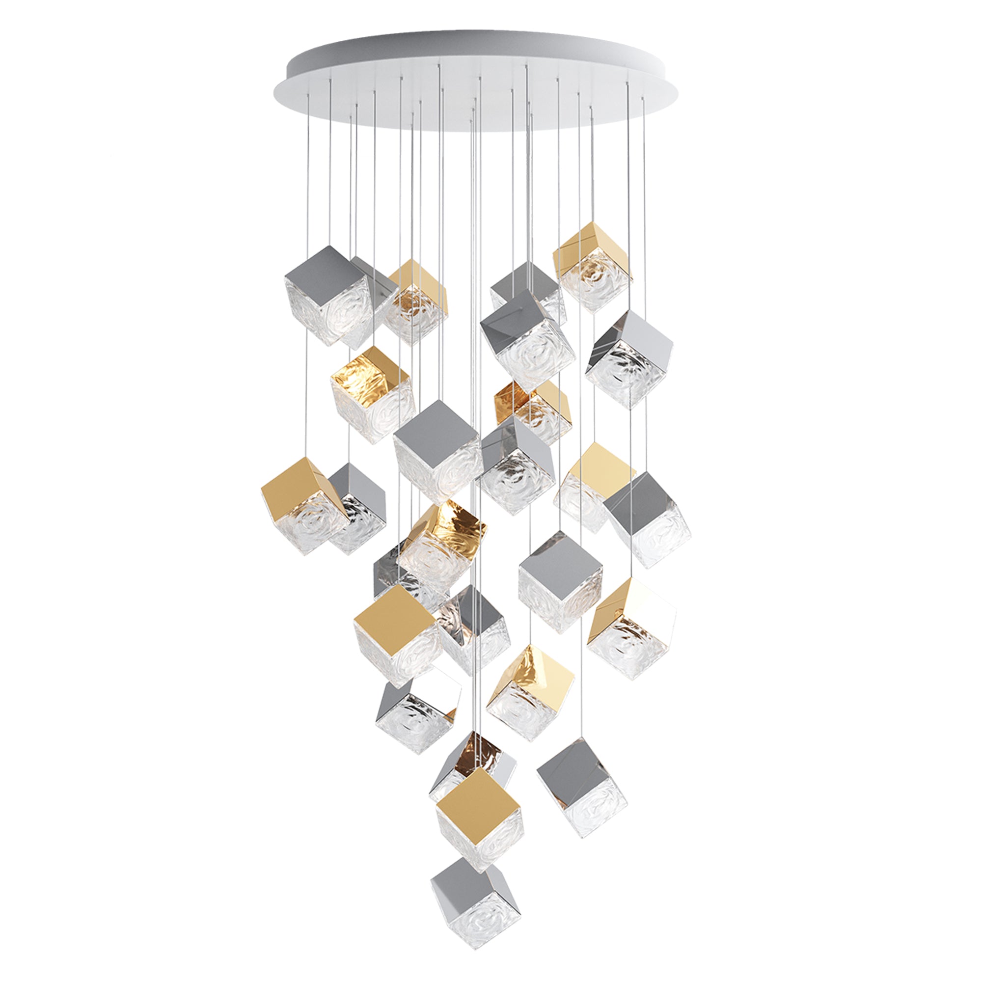Modern Square Art Glass Chandelier - Elegant Ceiling Light Fixture for Dining Room, Living Room & Bedroom Decor | Energy Efficient LED Lighting for Home & Office